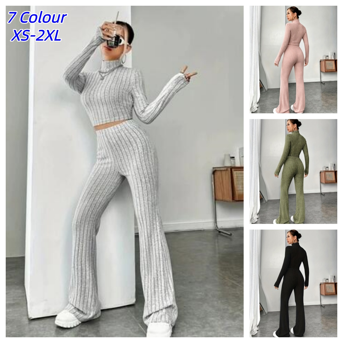 Crop Top Crochet - Женский вязаный комплект из двух предметов: